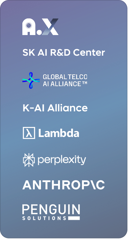 A.X, SK AI R&D Center, global telco al alliance tm, k-ai alliance, lambda, perplexity, anthrop/c, penguin solutons