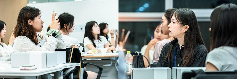T플루언서 첫 번째 미션 설명에 집중하는 참가자들
